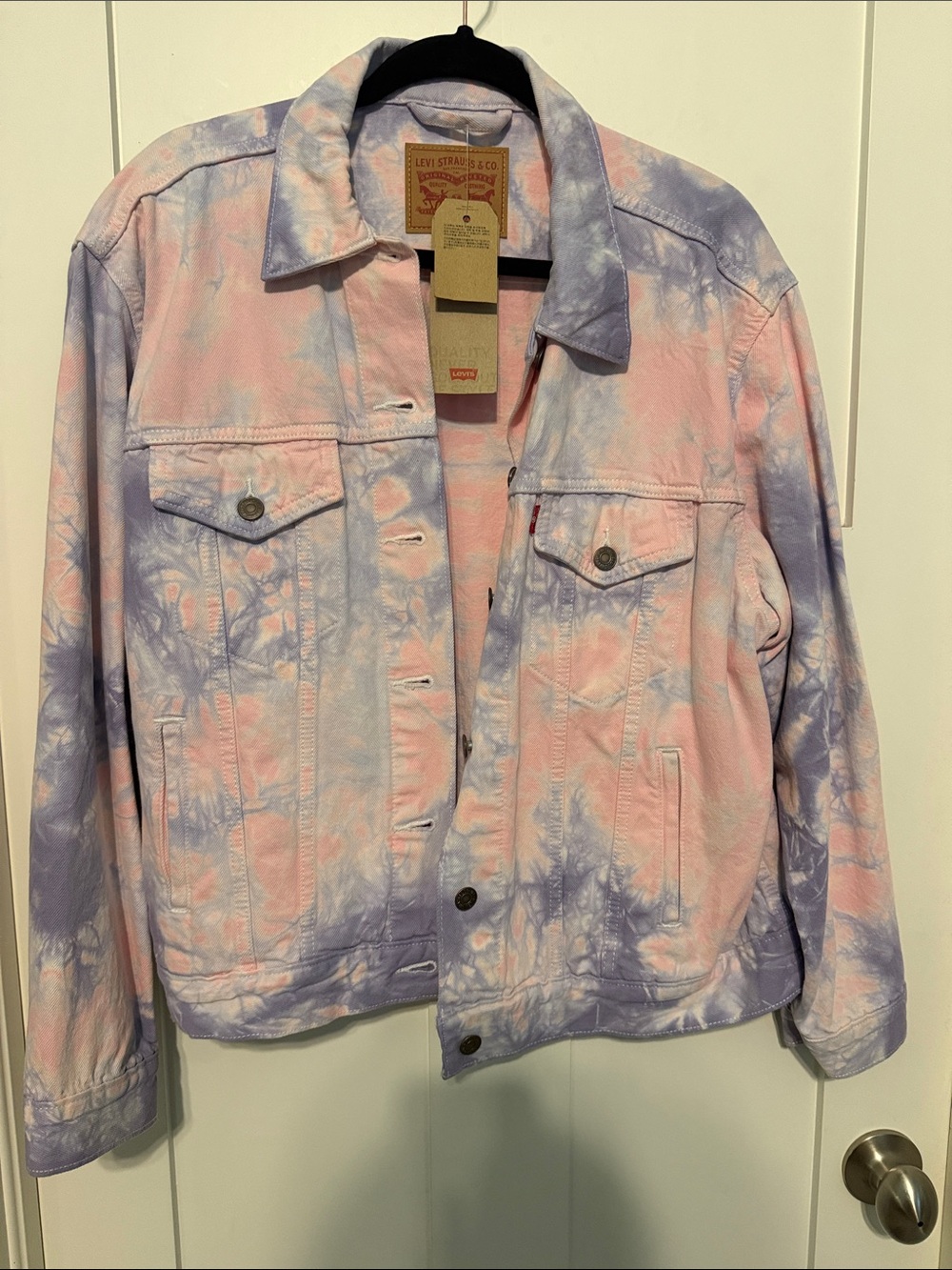 NWT Levi's Women's Pink & Lavender Tie-Dye Denim Trucker Jacket
